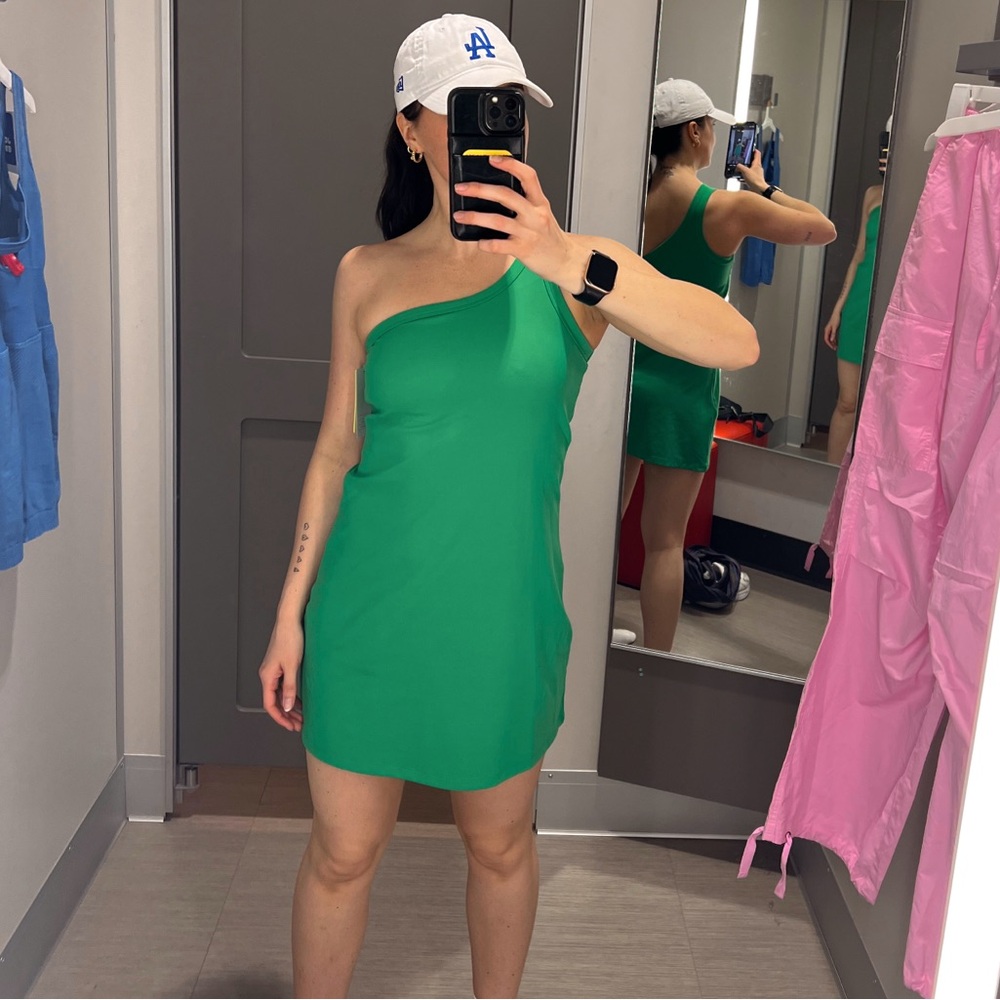 All in Motion Vibrant Green One-Shoulder Active Dress